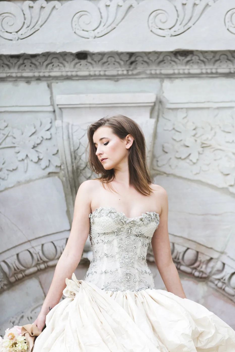 Bride In Detailed Wedding Gown