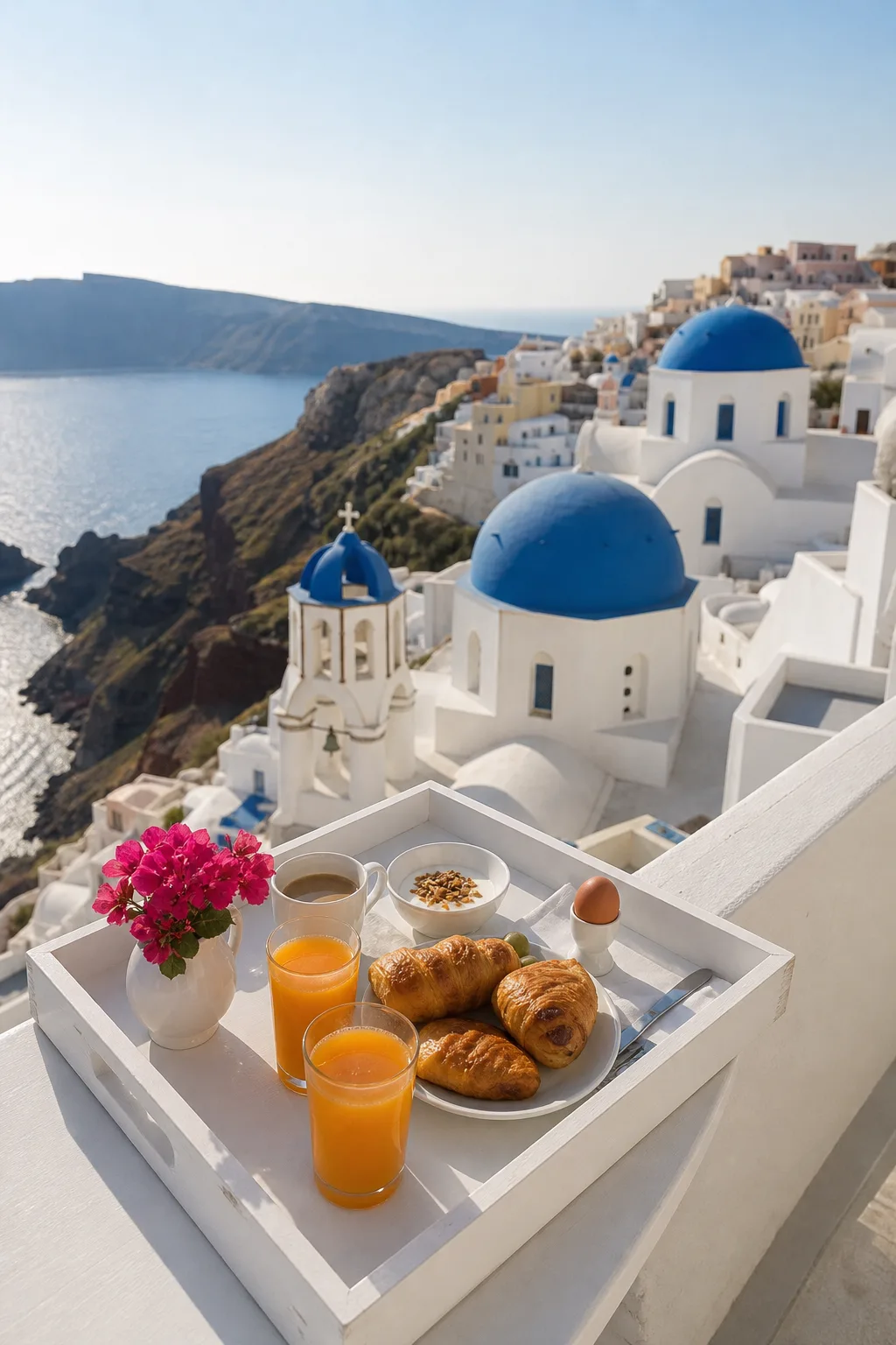Santorini balcony breakfast