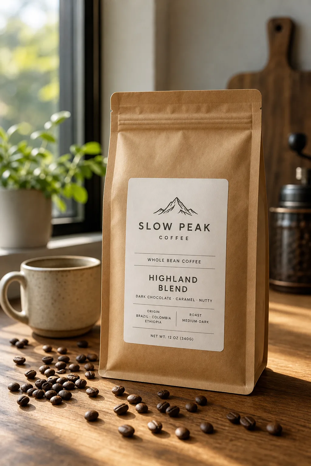 Coffee bag with beans